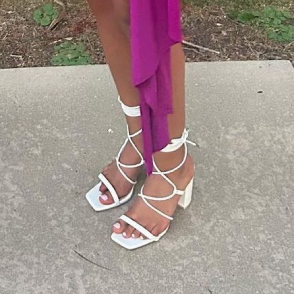White strappy heels